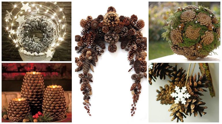 Artesanías de conos en una decoración.