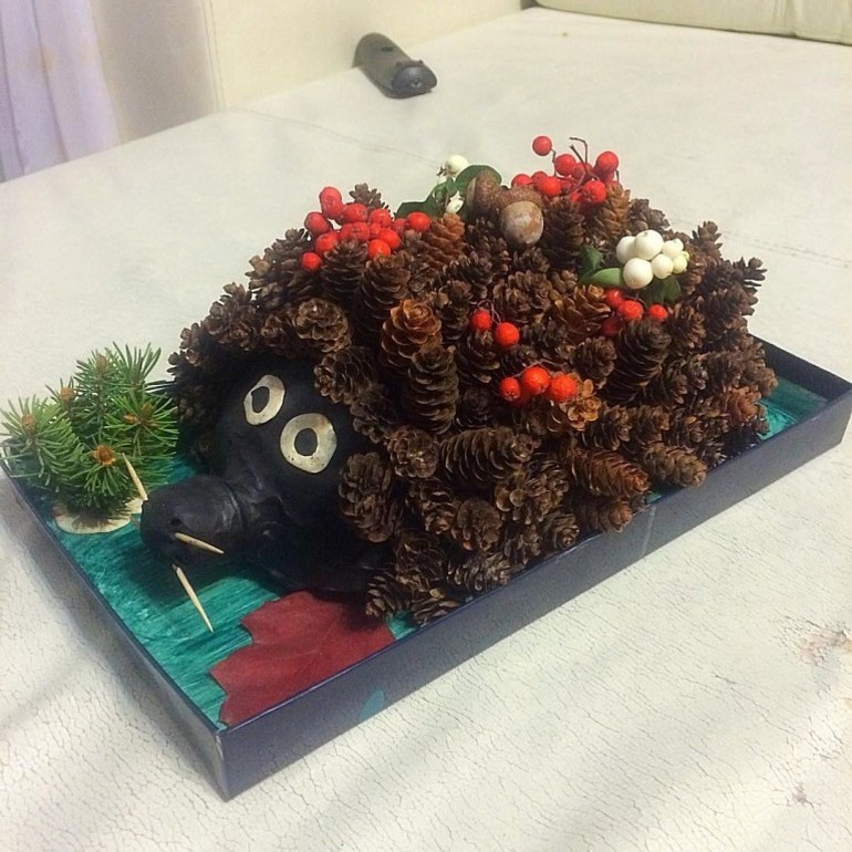 Bodegón de hojas y conos.