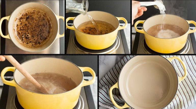 Cómo se puede lavar una sartén esmaltada de los depósitos de carbono